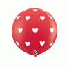 3FT ROUND RED BIG HEARTS-A-ROUND (WHITE)