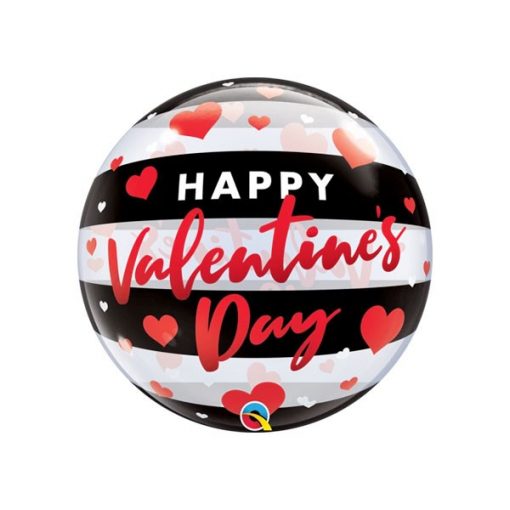 22" SINGLE BUBBLE VALENTINE'S BLACK STRIPES #16578 - EACH