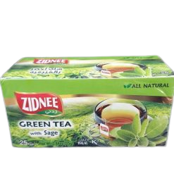 Zidnee 100% Natural Green Tea With Sage 25 Bags