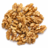 Premium raw walnut kernels loose on white background